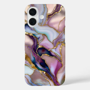Pink Purple Marble Phone Case Gold Luxury