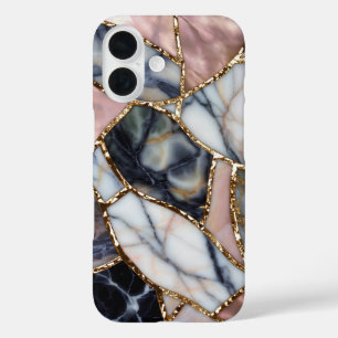 Pink Purple Marble Shard Phone Case Gold Abstract 