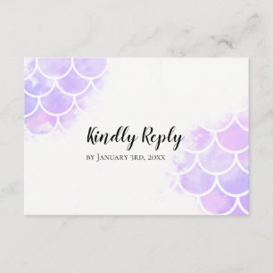 Pink & Purple Mermaid Inspired Wedding RSVP Card