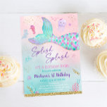 Pink Purple Mermaid Tail Under The Sea Birthday Invitation<br><div class="desc">This adorable invitation features a colourful mermaid tail with faux gold glitter embellishments.</div>