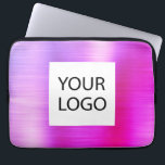 Pink Purple Metallic - Custom Logo Promotional Laptop Sleeve<br><div class="desc">Modern Pink and Purple Ombre Faux Metallic Stainless Gold Elegant Custom Logo Promotional Laptop Bag or Sleeve Promotional (promo) advertisement Case. This case can be customized to include your company or business logo.</div>