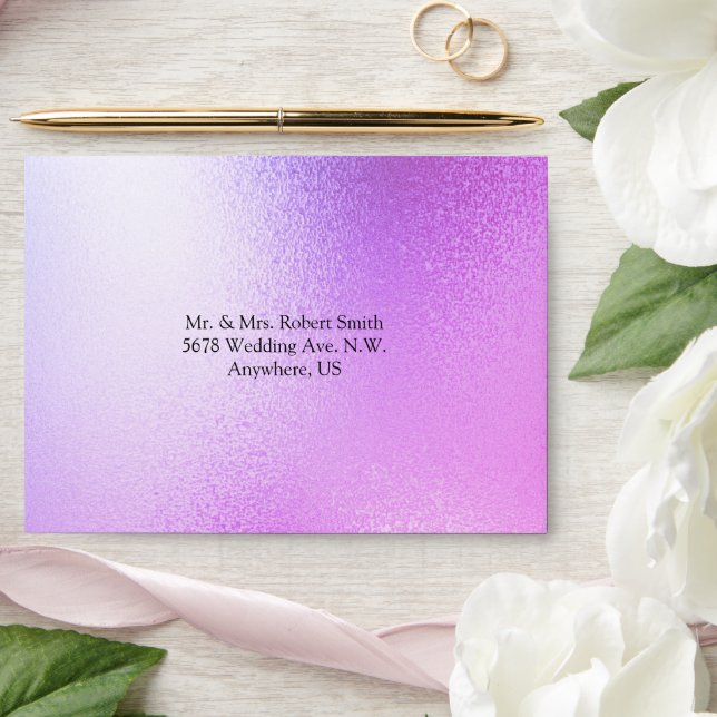 Pink Purple Metallic Elegant Modern Chic Wedding Envelope (Wedding)