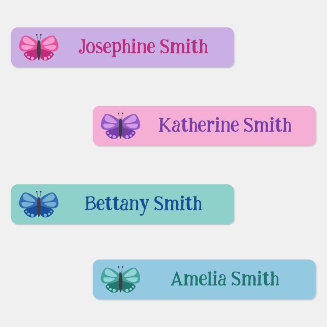 Pink Purple Mint Blue Cute Butterfly Add Name (Group)