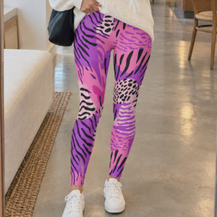 Pink Purple Mixed Animal Print Leggings