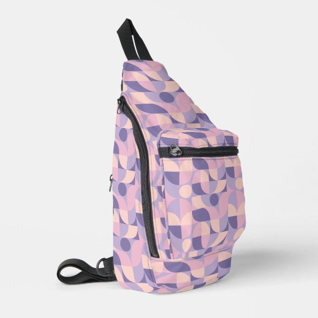 Pink & Purple Modern Pattern Sling Bag (Left Corner)