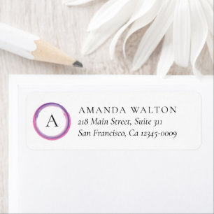 Pink Purple Monogram Business Return Address