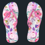 Pink Purple Monogram Floral Painted Flip Flops<br><div class="desc">Customize a pair of girly pink purple floral watercolor flip flops. Watercolor roses, peonies and foliage in rich pastel colours. Easy to personalize with your own initial. Available exclusively at Amore Amore on Zazzle. Feel free to message the designer if you require assistance with personalizing this product. Pink Purple Monogram...</div>