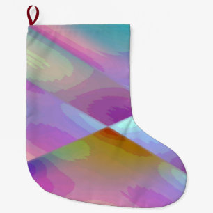 Pink Purple multicolored abstract pattern editable Large Christmas Stocking