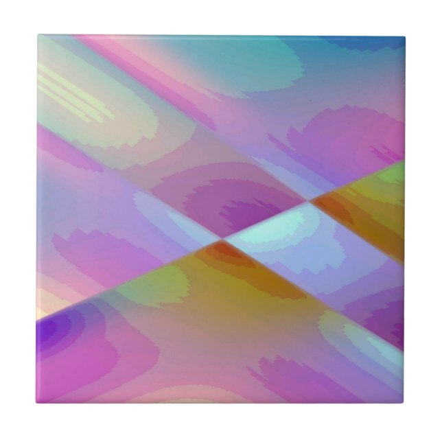 Pink Purple multicolored abstract pattern editable Tile (Front)