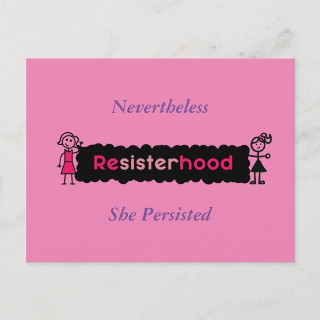 Pink Purple Nevertheless She Persisted Political Postcard (Front)