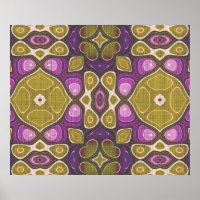 Pink Purple Ochre Olive Green Hip Ornate Art Motif