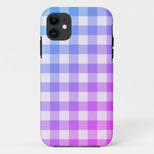 Pink & Purple Ombré White Plaid Gingham Pretty iPhone 11 Case