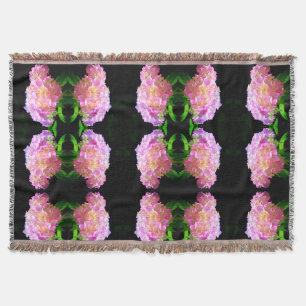 Pink purple orange hydrangeas throw blanket
