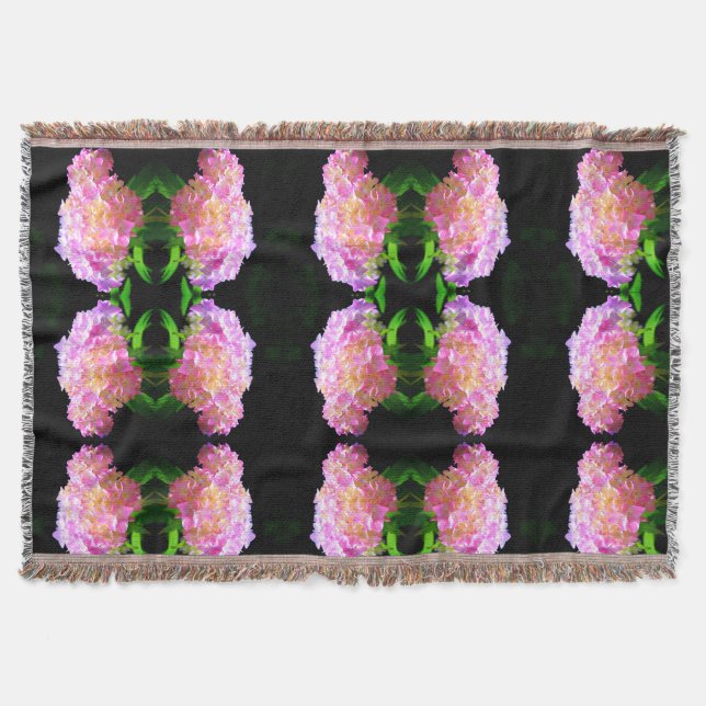 Pink purple orange hydrangeas throw blanket (Front)