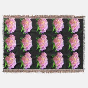 Pink purple orange hydrangeas throw blanket