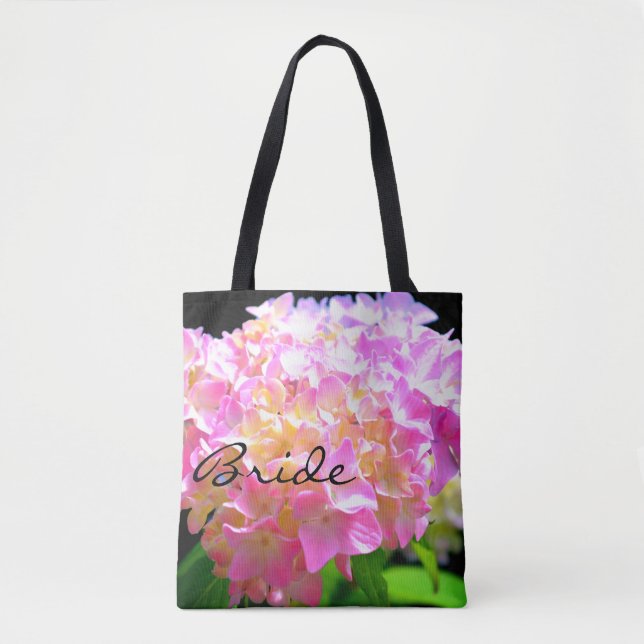 Pink purple orange hydrangeas tote bag (Front)