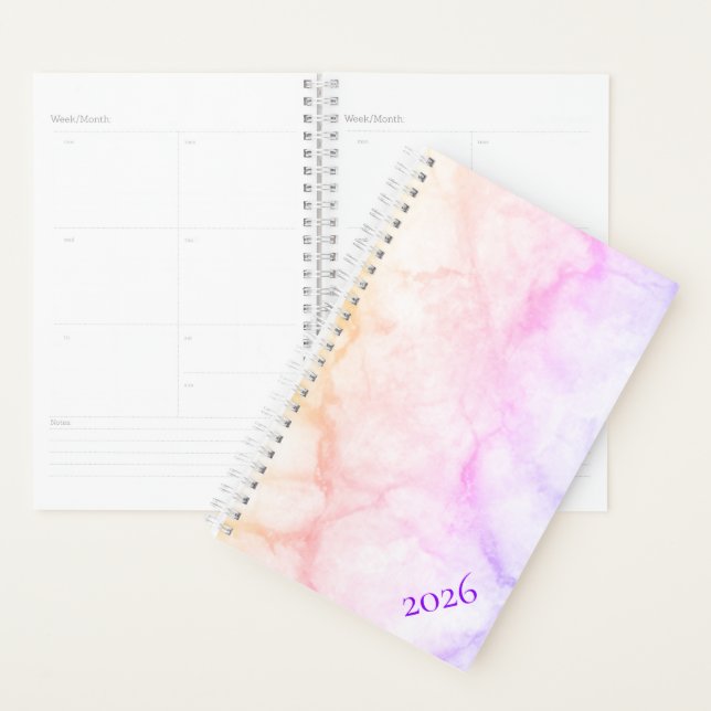 Pink Purple Orange Ombre Marble Custom Planner (Display)