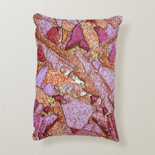 Pink purple painted volcanic stones drawing accent pillow