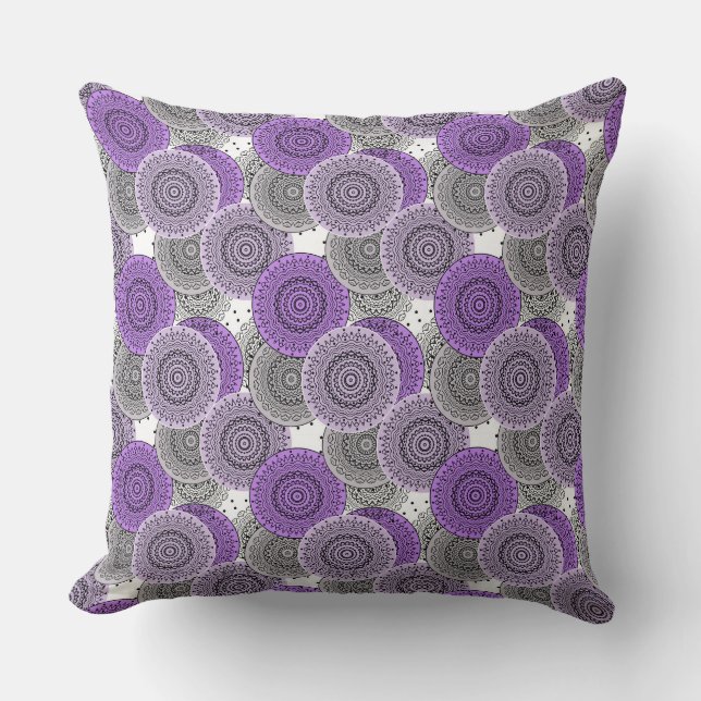 Pink purple pattern arabic mandala oriental style throw pillow (Front)
