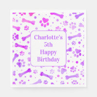 Pink Purple Paw Prints Personalized Birthday Party
