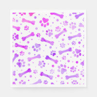 Pink Purple Paw Prints Watercolor Birthday