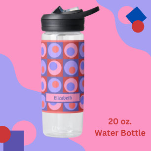 Pink Purple Personalized Dot Square Theme Water Bottle