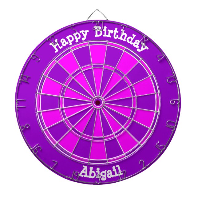 Pink Purple Personalized Happy Birthday Dartboard (Front)