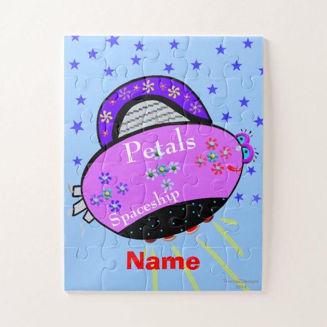 Pink Purple Petals Spaceship Flowers Stars Puzzle (Vertical)
