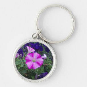 Pink & Purple Petunias Keychain