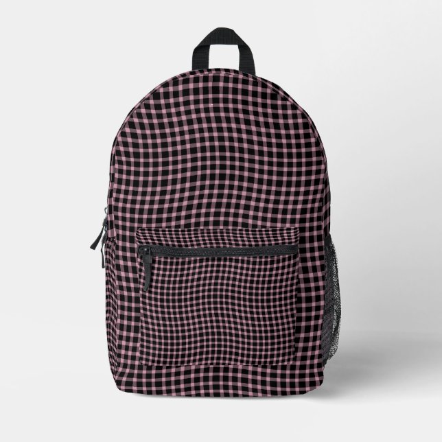 Pink Purple Plaid Checker Seamless Pattern Printed Backpack (Front)