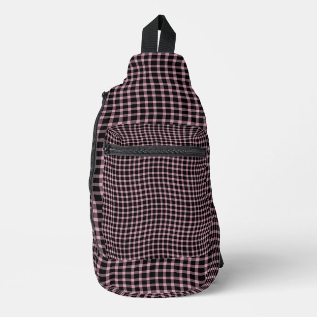 Pink Purple Plaid Checker Seamless Pattern Sling Bag (Front)