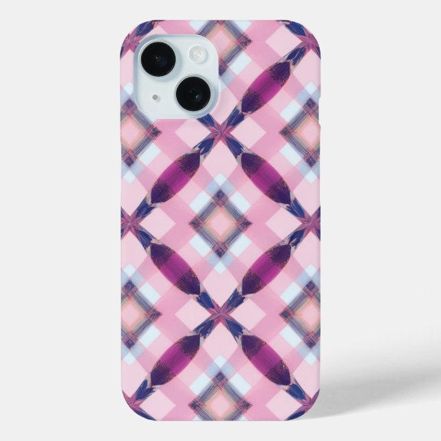 Pink & Purple Plaid Geometric Pattern Phone Case (Back)