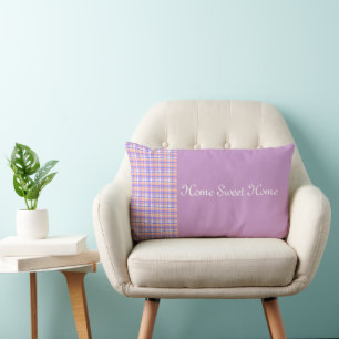 Pink + Purple Plaid Lumbar Pillow