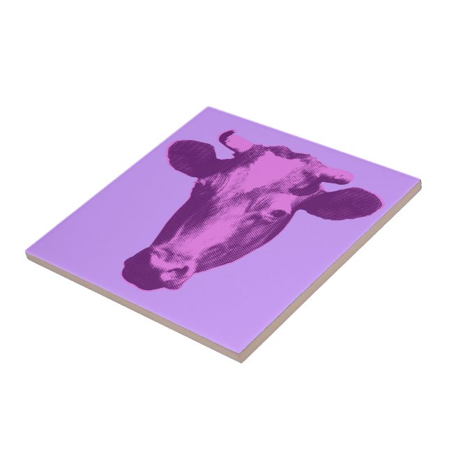 Pink & Purple Pop Art Cow Tile (Side)