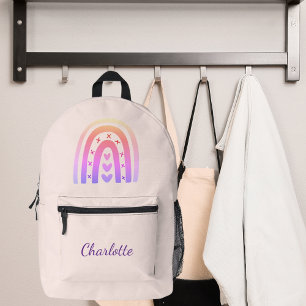 Pink purple rainbow girl printed backpack