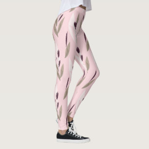 Pink purple red retro flower pattern leggings