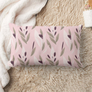 Pink purple red retro flower pattern lumbar pillow