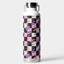 Pink & Purple Retro Chequered Bottle or Tumbler