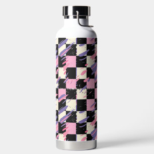 Pink & Purple Retro Chequered Bottle or Tumbler