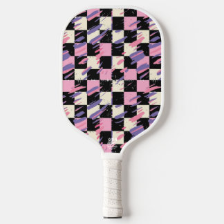 Pink & Purple Retro Chequered Pickleball Paddle