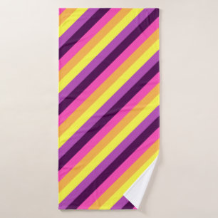 Pink Purple Retro Stripes Bath Towel