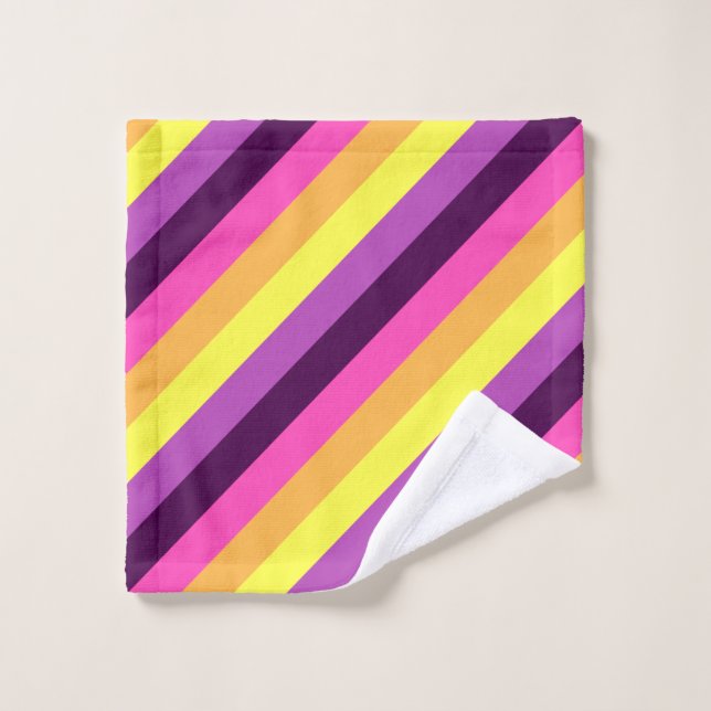 Pink Purple Retro Stripes lingerie (Gant de toilette)