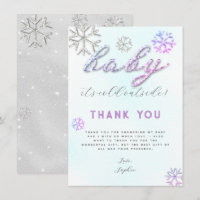Pink Purple Rhinestones Baby Shower Thank You