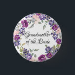 Pink & Purple Rose Floral Grandmother of the Bride 1 Inch Round Button<br><div class="desc">Very pretty pink and floral grandmother of the bride button. Blush pink and plum roses are nestled in dark purple wildflowers and green leaves.</div>