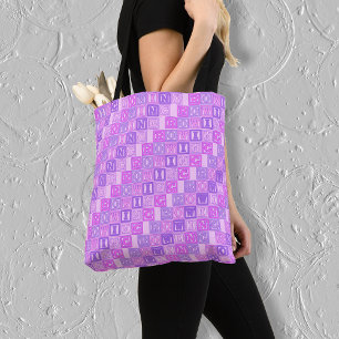 Pink purple rowing lettering tote bag