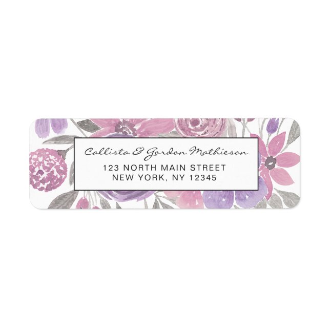 Pink Purple Sage Green Floral Watercolor (Devant)