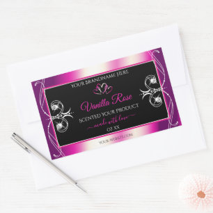 Pink Purple Shimmery Product Labels Diamonds Black