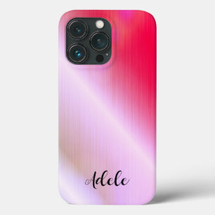 Pink Purple Shiny Stainless Steel Metal iPhone 13 Pro Case