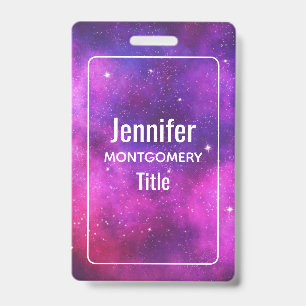 Pink & Purple Space & Stars Faux Galaxy Badge
