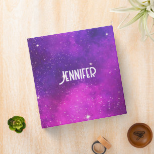 Pink & Purple Space & Stars Faux Galaxy Binder